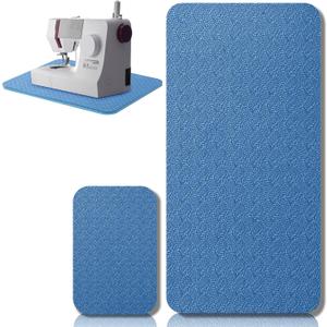 2 Pcs Sewing Machine Muffling Mat Pedal Sewing Mat Reduce Vibrations Noise No Slip Machine Accessories for Quilting(17'' X 36'' and 9'' X 14'',Blue)