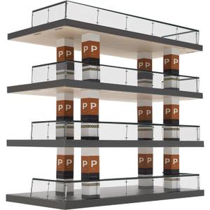 4-Tier 1:64 Die-Cast Car Display Case – Clear Acrylic Parking Garage Style Toy Car Organizer with Solid Wood Base, Dust-Proof Display Shelf for Miniature Car Collectors & Kids' Gifts