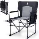 EVER ADVANCED Directors Adults Chair, Oversized Camping Heavy Duty Folding Chair with Side Table - Supports Up to 180KG Black