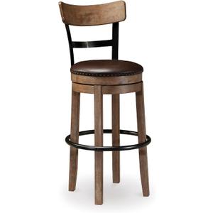 Signature Design by Ashley Pinnadel 30" Modern Swivel Pub Height Barstool, Light Brown