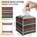 Christmas Tissue Box Cover, Green Tissue Holder Square with Bottom Belt for Home Bathroom Office Nightstand Car Vanity Desk, Housewarming Gifts Ideas for Women Friends Mom -24
