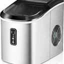 EUHOMY Ice Maker Countertop Machine - 26 lbs in 24 Hours, 9 Cubes Ready in 8 Mins, Electric Icemaker and Compact Portable Ice Maker with Ice Scoop and Basket, Perfect for Home/Kitchen/Office(Sliver) (Steel Silver)