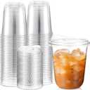 Baderke 50 Pcs Round Bottom Plastic Cups with Sip Lids Clear Disposable Iced Coffee Cups for Smoothie Cold Beverage Coffee Shops and Party Catering(10 oz,Clear)