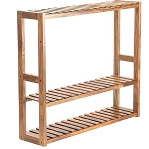 MEHL CLUB 3 Tier Wood Shelf, with Adjustable Layer, Multifunctional Standing Shelf Units for Bathroom, Living Room, Kitchen, Size 23.6x21.2x5.9in, Walnut Color 