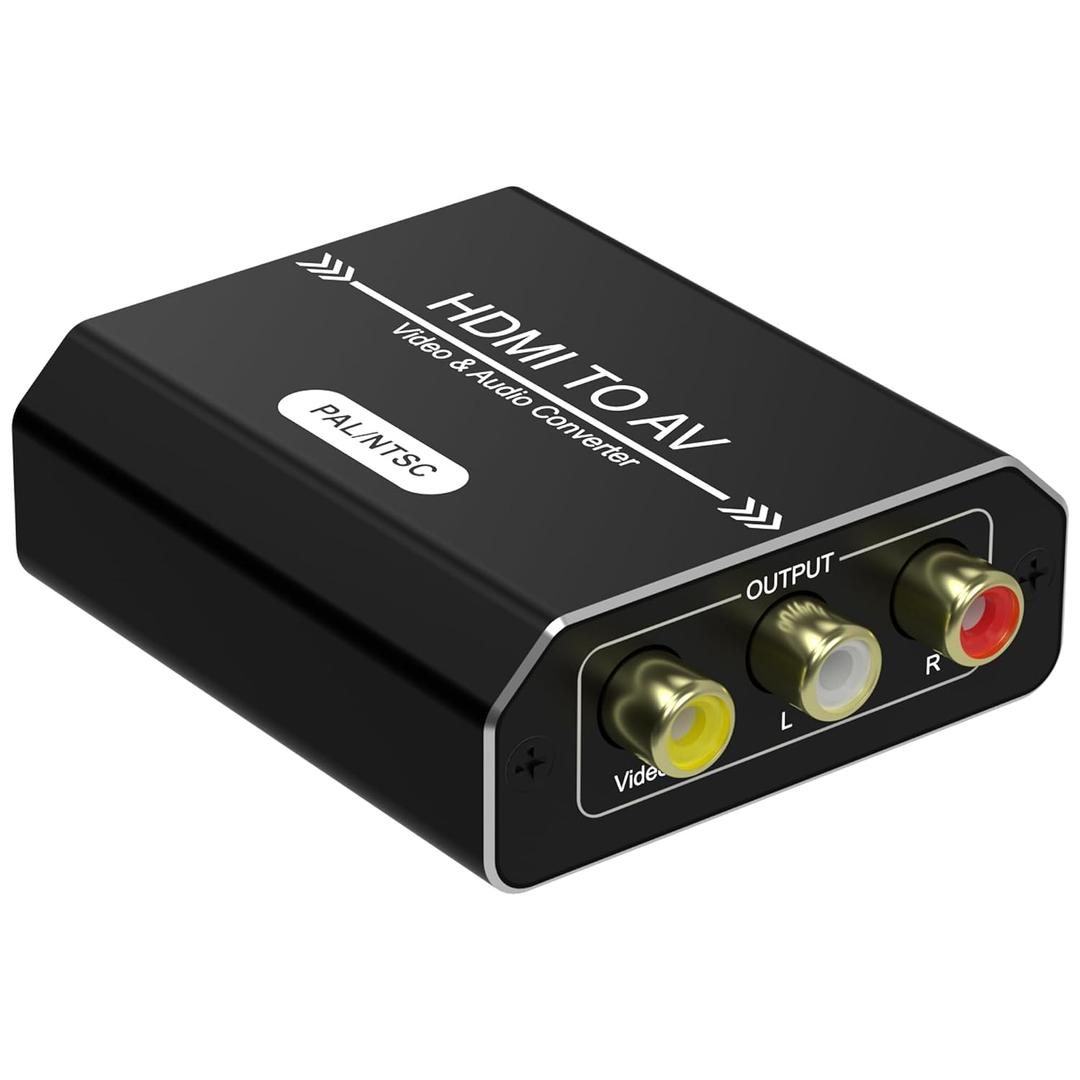 HDMI to RCA, HDMI to AV Converter, Composite Video Audio Converter Adapter, Supports PAL/NTSC for Fire Stick and Roku, Apple TV, PC, Laptop, Xbox, HDTV, Blu-Ray, DVD Player