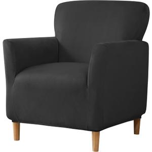 Stretch Chair Covers Banquet Armchair Slipcovers Luxury Velvet Armchair Sofa Covers Chair Slipcover Anti-Slip Furniture Protector for Living Room Friendly for Kids Pets (Black)