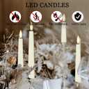 3 x Flameless Taper Candles with 3D Wick, 9.6" Real Wax LED Candles with Remote and Timer, 3 Pack Flickering Candlesticks Battery Operated, Classic Tall Taper Candles for Home, Wedding, Party, Ivory