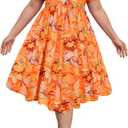RITERA Plus Size Dresses for Curvy Women Boho Summer Midi Dress Sweetheart Neck Short Sleeve Dresses Empire Waist with Pocket (XX-Large Plus, Floral Orange)