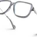 VISOONE Oversized Blue Light Blocking Glasses with Chic Square TR90 Frame and Metal Temple for Women Men Ryan (Grey)