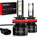 // Bulbs High Beam or Low Beam or Fog 6500K Cool White 40000LM 900% Brightness, 1:1 Size Plug and Play IP68 Waterproof Off-Road Lights, Pack of 2