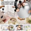SUSTEAS Tea Kettle - 3.17QT Whistling Kettle with Ergonomic Handle - Premium Stainless Steel Tea Pots for Stove Top, Chic Vintage Teapot with Composite Base, Work for All Stovetops (Silver), 3.2 Quarts
