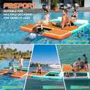 FBSPORT Inflatable Floating Dock 10ft/8ft Dog Boat Ramp in One, Floating Docks Dog Pool Ramp with Water Hammock, Lake Floats for Adults Inflatable Island Platform Water Raft with Ladder