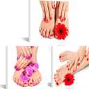 HOMEOART Beauty Salon Decor Pedicure & Manicure Poster Canvas Art Prints Nail Salon Wall Decor, Framed 12"x12"x3 Pieces