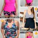 Women Tankini Swimsuits with Shorts - Two Piece Tummy Control Bathing Suits Top with Two Pockets Bottom Swimwear (Black, XL)