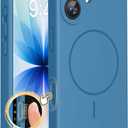 Miracase Magnetic for iPhone 17 Case, Compatible with MagSafe, Integrated Silicone Camera Control Cover, 3.0mm Thicken Shockproof Drop Protection Phone Case for 17,Capri Blue
