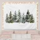 AQYIP Christmas Tree Tapestry, Forest Green Christmas Tapestry Decorative, Winter Forest Pine Tree Landscape Wall Blanket Decor for Home Bedroom Living Room, 50x60 Inch