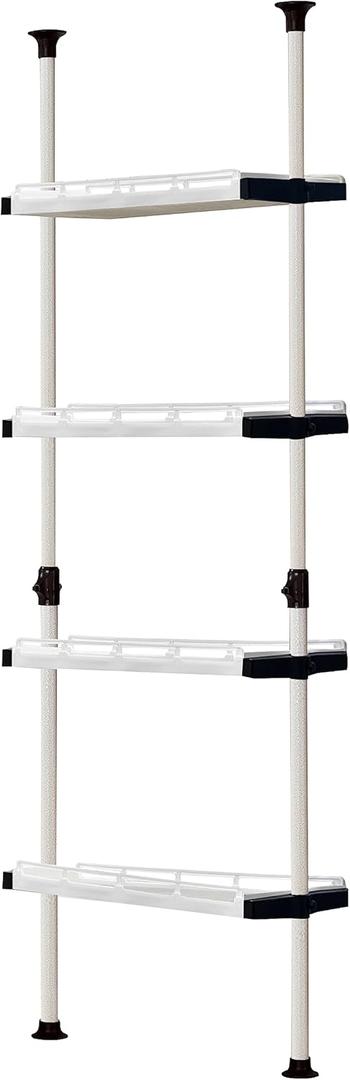 PRINCE HANGER, Multipurpose, Holds 20kg per Shelf, Heavy Duty 32mm Vertical Pole, Clothes Organizer, Breathable Resin Shelf, Ivory, Tension Rod for Closet, Walk in Closet, PHUS-0041
