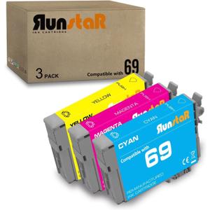 Run Star 3 Pack Remanufactured for 69 T069 Ink Cartridge for Epson 69 T069 for Stylus CX5000 CX9400 CX8400 CX6000 CX7400 NX110 NX300 NX400 NX410 NX415 Workforce 30 610 Printer (Cyan/Magenta/Yellow)