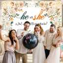 Autumn Pumpkin Gender Reveal Backdrop 8x6FT Fall Pumpkin Theme He or She Gender Reveal Photography Background Boy or Girl Baby Shower Party Decorations Supplies Photo Props