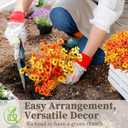 16 Bundles Artificial Mums for Outdoors/Indoors Faux Mums for Outdoor Planters, Eucalyptus Leaves Fall Flowers Artificial for Decoration Boxwood Garden Porch Window Home Wedding (Yellow&red Green)