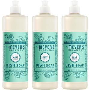 MRS. MEYER'S CLEAN DAY Liquid Dish Soap, Mint Scent, 16 Fl Oz Bottle - 3 Pack