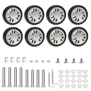 Suitcase Replacement Wheels Kit 50mmx15mm Double Luggage Wheels Silver Rubber Suitcase Replacement Wheels for Worn Out Luggage Spinner Dual Wheels Trolley Roller Repair, 8PCS