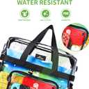 MAY TREE Clear Bag for Stadium Events, 125.512 Clear Tote Lunch Bag with Non-detachable Reinforced Straps for Work, Sporting Events and Gym, Black
