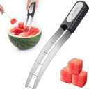 [Good Grip] Watermelon Cutter Slicer Stainless Steel,Cube Cutter Corer Fruit Vegetable Tools Knife Melon Baller for Kitchen Gadget