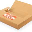 9x6x1.3 inch Corrugated Cardboard Boxes, Multi-Depth CD DVD Shipping Boxes with Fragile Stickers for Mailing, Storing, Packaging, Brown, 25 Pack