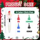 24 Style Christmas Pens Bulk, Multicolor 4 in 1 Christmas Pens, Mini Xmas Tree Wreath Stocking Ballpoint Pen, Stocking Stuffers Cute Winter Pen Bulk for Colleagues, Families, 24Pcs