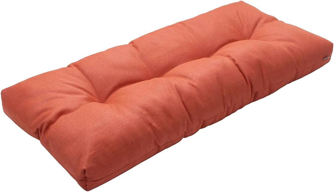 Magpie Fabrics Patio Bench Cushion 42"x18", Indoor/ Outdoor Non-Slip Water Resistant Long Seat Pads, Tufted Loveseat Cushion for Swing, Settee, Window, Garden, Wicker, Front Porch (Coral)