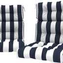 LVTXIII 2 Pack Outdoor High Back Cushions Patio Tufted Seat and Back Chair Cushions with Ties, Replacement Chair Pad for Outdoor Furniture Decoration (44” L x 22 W”, Set of 2, Cabana Navy)