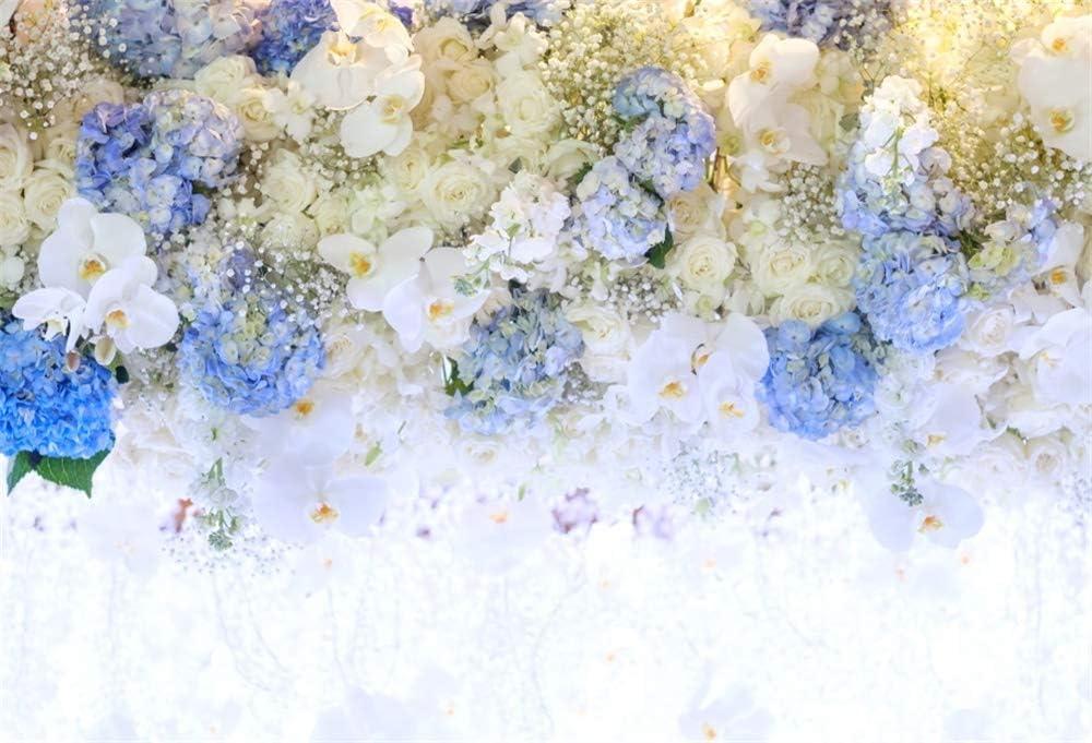 AOFOTO 10x7ft Beautiful White Blue Flowers Background for Wedding Photography Ladies Tea Party Girls Portrait Lovers Annivery Floral Backdrop Valentine Kids Adults Woman Mom Photo Studio Props