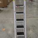 HBTower Step Ladder, Step Ladder Folding Step Stool, Portable Sturdy Steel Ladder Stool for Adults with Wide Pedals Home Outdoor Kitchen, White