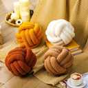 4 Pcs Knot Pillow Ball Soft Sherpa Throw Pillow 8.6'' Decorative Round Accent Pillows Aesthetic Decor Handmade Cushion for Home Couch Bed Sofa Chair(Warm)