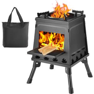 Wood Burning Stove, Camping Wood Stove, Small Portable Cast Iron Wood Stove: Compact Outdoor Cooking Solution with Carrying Bag (Small)