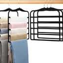 Pants Hangers Space Saving,5P Scarf Hangers for Closet Organizers and Storage,Non Slip Velvet Hanger for Closet Organizer,College Dorm Room Essentials,Heavy Duty Organization and Storage Jean Hangers (Large, Pure Black)