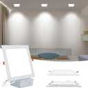 Square 8 Inch LED Recessed Light,18W 6000k Daylight,No Dimmable,4Pack Ultra Thin LED Recessed Lighting with J-Box. 8" Recessed Ceiling Wafer Canless Fixtures .Slim Can-Killer Lights,CRl90+
