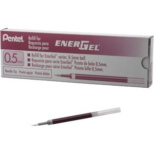 Pentel Refill Ink for EnerGel Pen Needle Tip, Fine, 12 Pack, 0.5mm, Pink (LRN5-P)