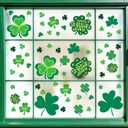 2 x St Patricks Day Window Clings 112 PCS - Shamrock Window Stickers Lucky Clover Static Stickers, Irish Decor for St Patty's Day Indoor Party Accessories Decorations Set