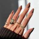 2 x Coffee Brown Press on Nails Almond Medium Fake Nails Solid Color Full Cover Artificial False Nail Glossy Manicure Glue on Acrylic Nail for Women