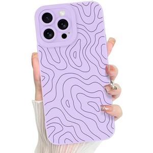 MZELQ for iPhone 16 Pro Case, Silicone Wave Ripple Cute Pattern, Camera Protection Soft Slim Phone Case for Girls Women -Purple
