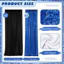 VitalCozy 4 Panels Backdrop Curtains 2 Pcs 4 x 10 ft Sequin Glitter 2 Pcs 7 x 10 ft Chiffon Photo Background Curtains for Graduation Wedding Birthday Party Decorations(Black, Royal Blue)