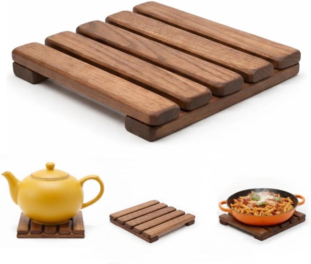 Wooden Trivet  Trivets for Hot Pots and Pans, 1515 cm Heat Resistant Solid Acacia Wood, Durable Kitchen & Table Protector, Premium Handmade  LO-MAS