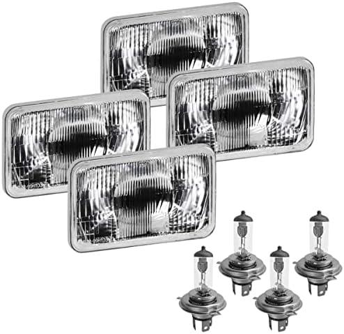 Parts N Go 4x6 Rectangular Plain Conversion Headlights Halogen H4 Bulb Set - H4656, H4651
