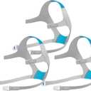 CPAP Headgear AirFit/AirTouch F20-3 Packs Replacement Headgear for ResMed Full Face Mask - Include CPAP Accessories Supplies Straps Magnetic Clips(Large) (Blue&gray)
