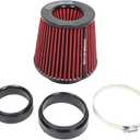 Kyostar 3/3.5/4inch Inlet Cold Air Intake Cone Replacement Performance Washable High Flow Dry Air Filter, Red