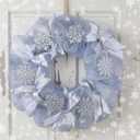 Hoteam Mardi Gras Wreath for Front Door Purple Green Gold Carnival Wreath Glitter Mardi Gras Festival Decoration with Venetian Mask for Indoor Outdoor Holiday Party Favors(Snowflakes,16 Inch)