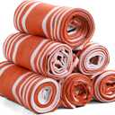 Ashton Sheets American Stripe Kitchen Towels 100% Cotton Pack of 6, Highly Absorbent Quick Drying, Soft Dish Towels 20x30 Inch for Kitchen with Hanging Loop, Hand & Tea Towel - Orange & White Striped