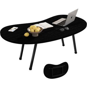 Foldable Coffee Table,Mid Century Modern Coffee Table Living Room Tables,Oval Center Table,Small Folding Coffee Tables Portable Table for Small Spaces,Living Room,Bedroom,Home,Easy Assembly,Black, 39.37" X 19.68" X 16.53"
